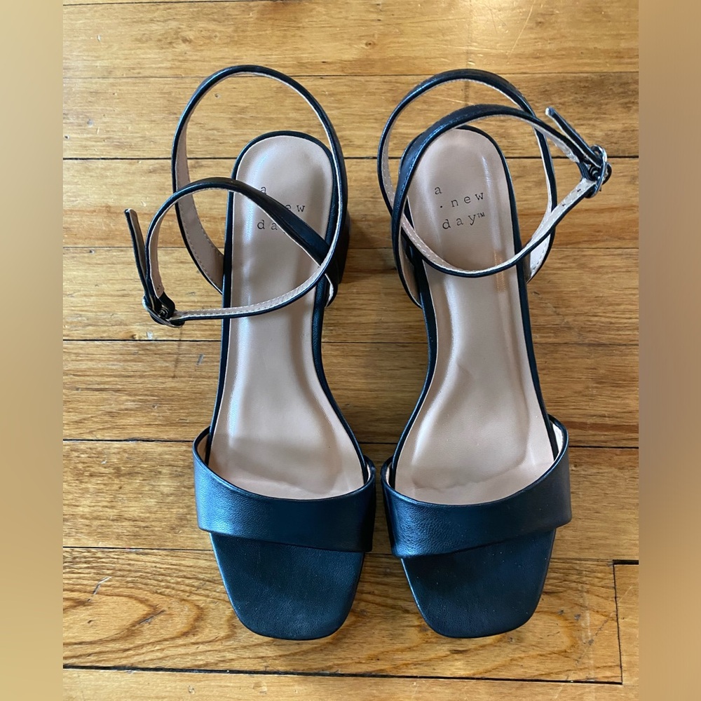A New Day Black Strappy Heels